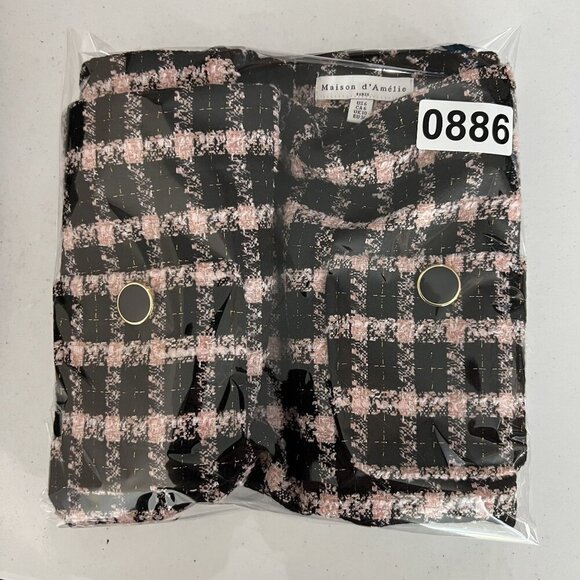 Maison d' Amelie Paris NEW Womens 6 Pink Black Tweed Mini Skirt Clueless Preppy - Picture 12 of 12